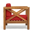 Juna Outdoor Club Chair- Water Resistant Red Cushions- Teak Finish