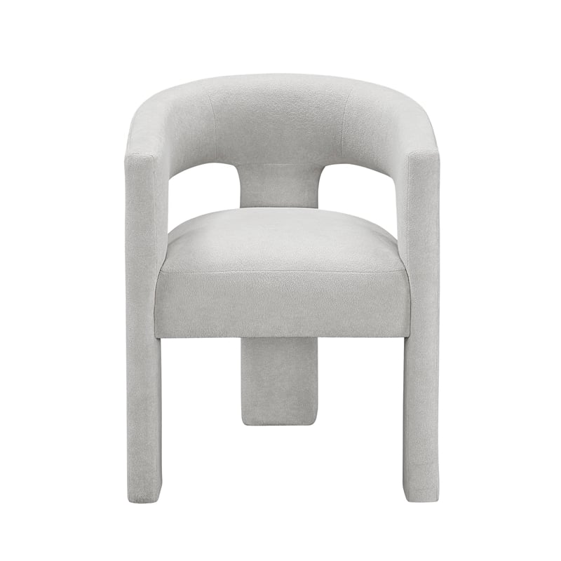 Mez Dining-Side Chair- Curved Design- Set of 2- Light Gray Boucle