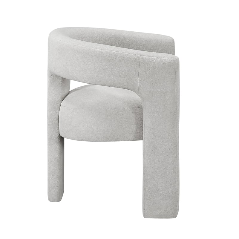 Mez Dining-Side Chair- Curved Design- Set of 2- Light Gray Boucle