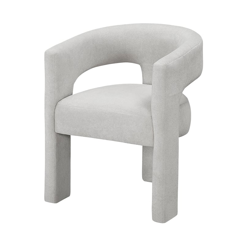 Mez Dining-Side Chair- Curved Design- Set of 2- Light Gray Boucle