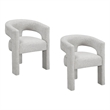 Mez Dining-Side Chair- Curved Design- Set of 2- Light Gray Boucle