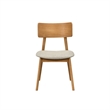 Zoya Dining Side Chair with Wooden Frame- Set of 2- Beige Fabric