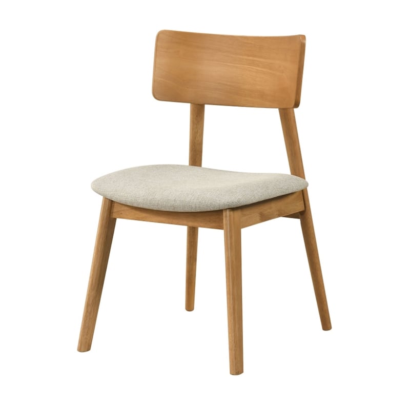 Zoya Dining Side Chair with Wooden Frame- Set of 2- Beige Fabric