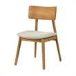 Zoya Dining Side Chair with Wooden Frame- Set of 2- Beige Fabric