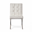 Pavy Dining Side Chair Set of 2- Tufted White Faux Leather- Silver X Legs