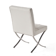 Pavy Dining Side Chair Set of 2- Tufted White Faux Leather- Silver X Legs