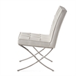 Pavy Dining Side Chair Set of 2- Tufted White Faux Leather- Silver X Legs