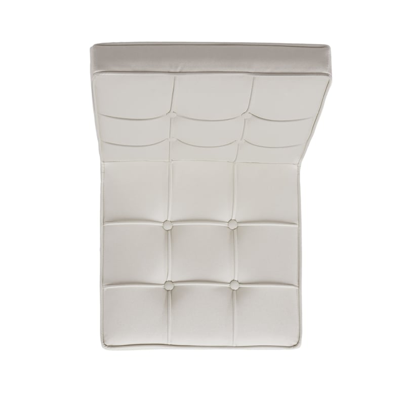 Pavy Dining Side Chair Set of 2- Tufted White Faux Leather- Silver X Legs