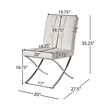 Pavy Dining Side Chair Set of 2- Tufted White Faux Leather- Silver X Legs