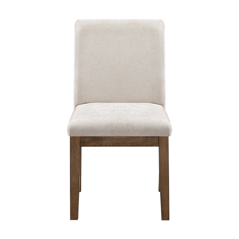 Masi Dining Side Chair Set of 2- Padded Seat- Light Gray Polyester- Brown