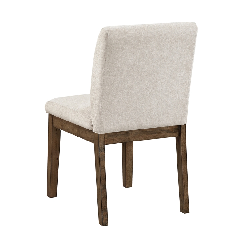 Masi Dining Side Chair Set of 2- Padded Seat- Light Gray Polyester- Brown
