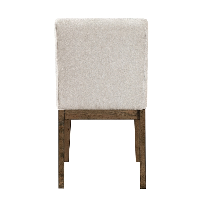 Masi Dining Side Chair Set of 2- Padded Seat- Light Gray Polyester- Brown