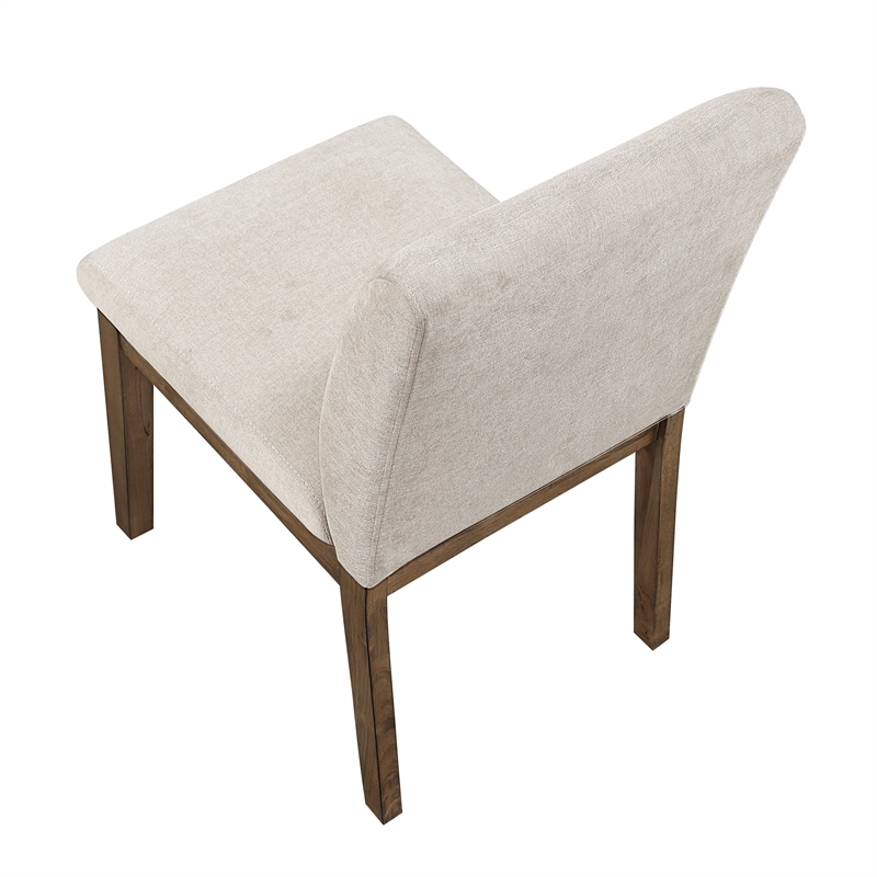 Masi Dining Side Chair Set of 2- Padded Seat- Light Gray Polyester- Brown