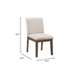 Masi Dining Side Chair Set of 2- Padded Seat- Light Gray Polyester- Brown