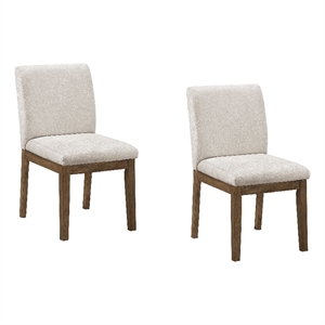 Masi Dining Side Chair Set of 2- Padded Seat- Light Gray Polyester- Brown