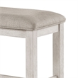 Vile Counter-Height Dining Bench- Gray Fabric Seat- Antique White Wood