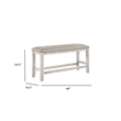 Vile Counter-Height Dining Bench- Gray Fabric Seat- Antique White Wood