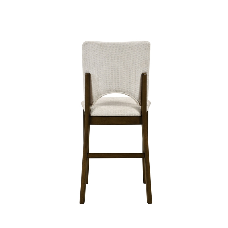 Andre Counter Height Chair- Set of 2- Brown Wood Frame- Beige Fabric