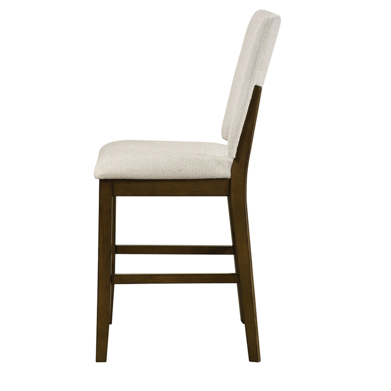 Andre Counter Height Chair- Set of 2- Brown Wood Frame- Beige Fabric