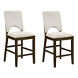 Andre Counter Height Chair- Set of 2- Brown Wood Frame- Beige Fabric