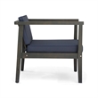 Lyso Outdoor Club Chair- Blue Polyester Cushions- Gray Wood