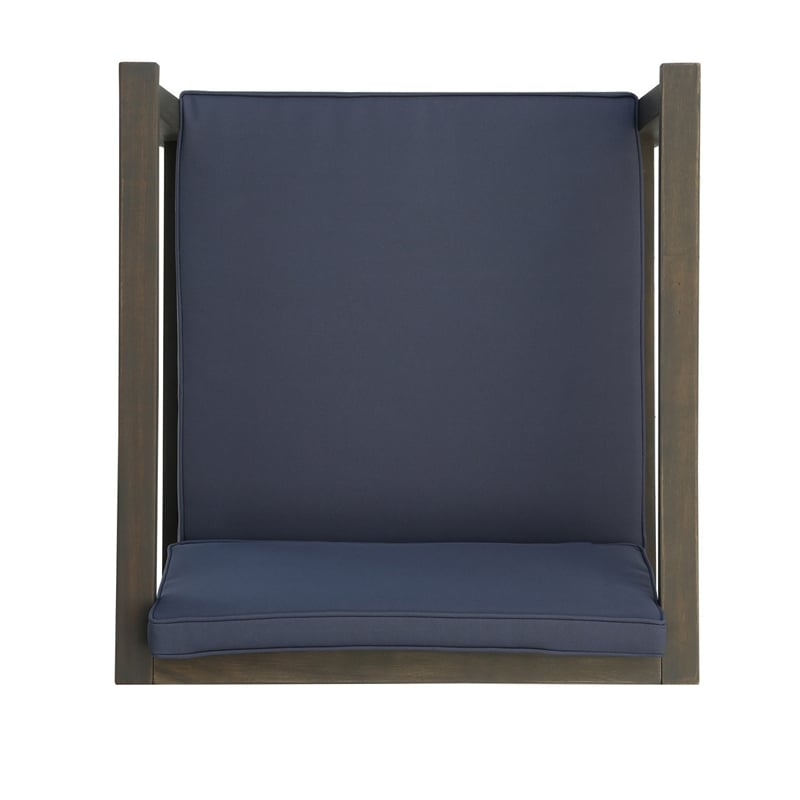 Lyso Outdoor Club Chair- Blue Polyester Cushions- Gray Wood