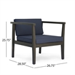 Lyso Outdoor Club Chair- Blue Polyester Cushions- Gray Wood
