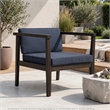 Lyso Outdoor Club Chair- Blue Polyester Cushions- Gray Wood