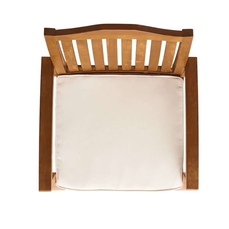 Kristi Outdoor Armchair Set of 2- Slatted Back- Brown- Cream Cushions
