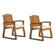 Kristi Outdoor Armchair Set of 2- Slatted Back- Brown- Cream Cushions