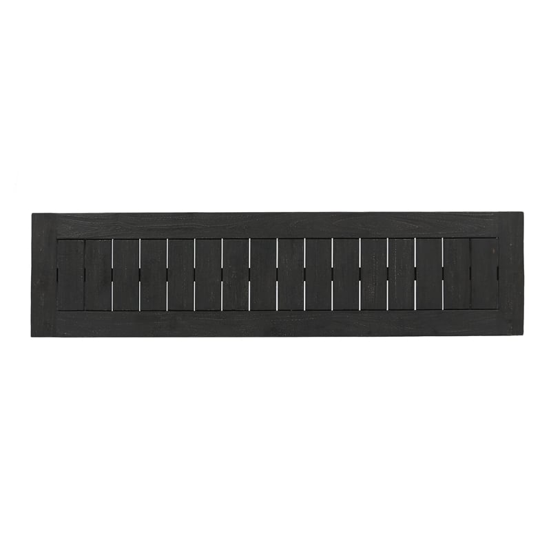 Outdoor Acacia Wood Dining Bench with Slatted Seat- Dark Gray- 60 Inch