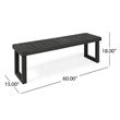 Outdoor Acacia Wood Dining Bench with Slatted Seat- Dark Gray- 60 Inch