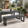 Outdoor Acacia Wood Dining Bench with Slatted Seat- Dark Gray- 60 Inch