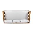 Clara Outdoor 3 Seater Daybed- Water Resistant Gray Cushions- Teak- 68 Inch