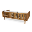 Clara Outdoor 3 Seater Daybed- Water Resistant Gray Cushions- Teak- 68 Inch