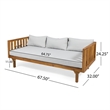 Clara Outdoor 3 Seater Daybed- Water Resistant Gray Cushions- Teak- 68 Inch