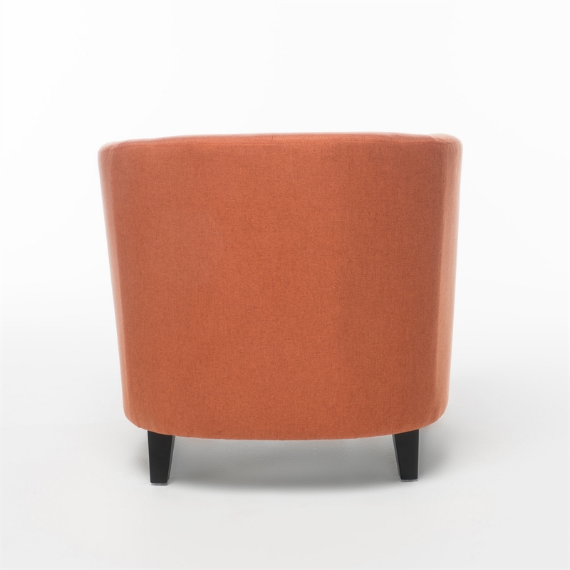 Saira Club Chair with Curved Back and Plush Cushion- Orange Fabric