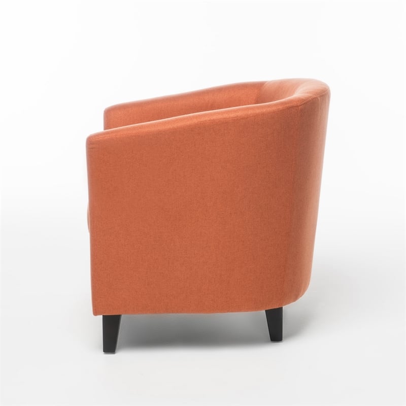 Saira Club Chair with Curved Back and Plush Cushion- Orange Fabric