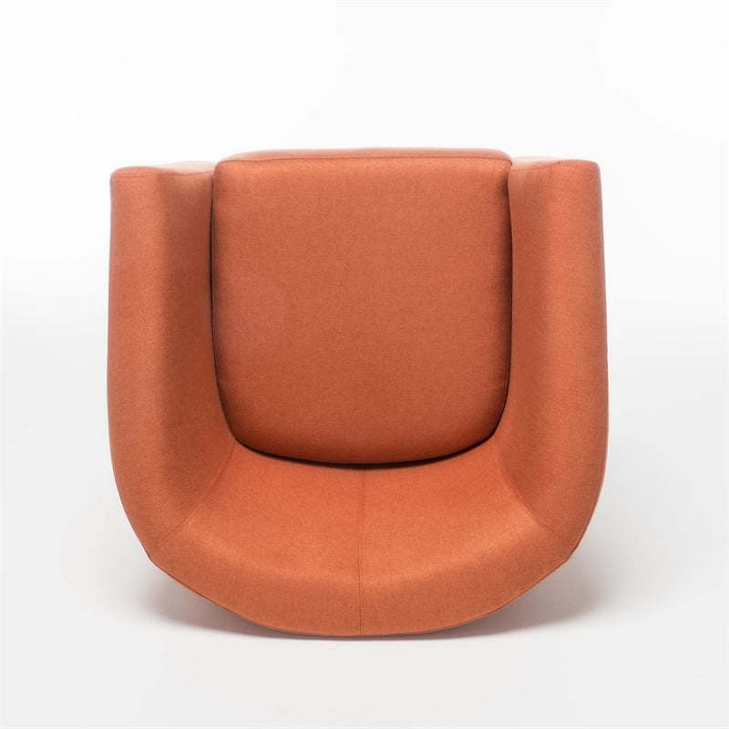 Saira Club Chair with Curved Back and Plush Cushion- Orange Fabric