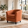 Saira Club Chair with Curved Back and Plush Cushion- Orange Fabric