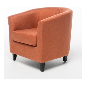 Saira Club Chair with Curved Back and Plush Cushion- Orange Fabric