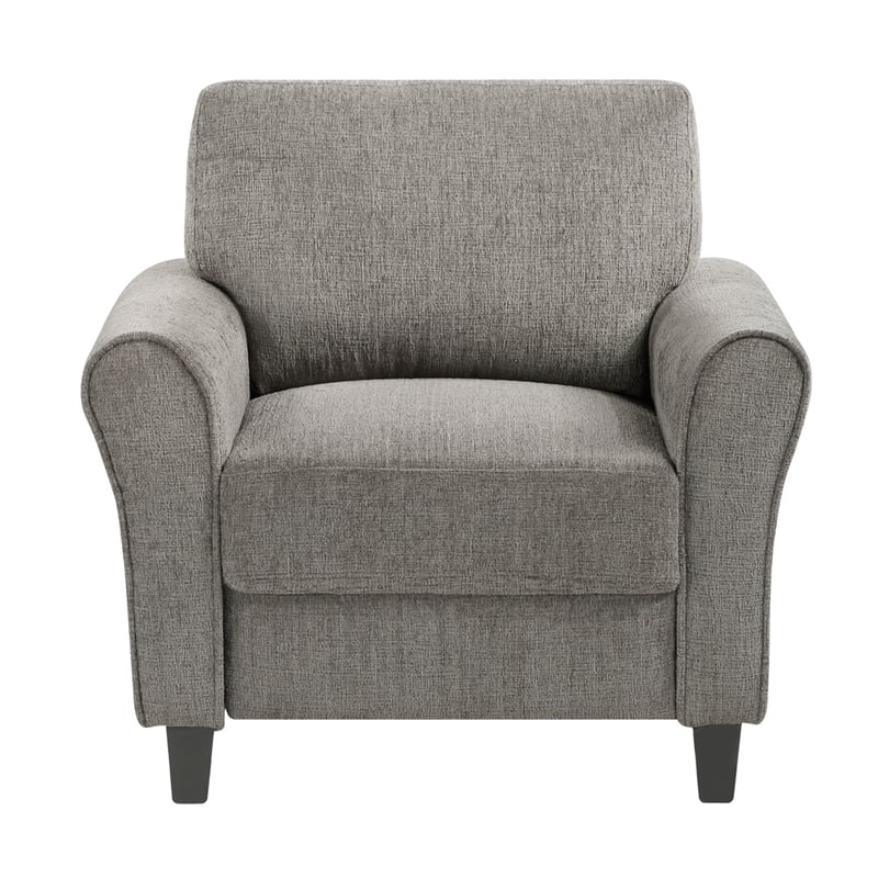Elon Club Chair with Black Feet- Rolled Arms Design- Brown Chenille