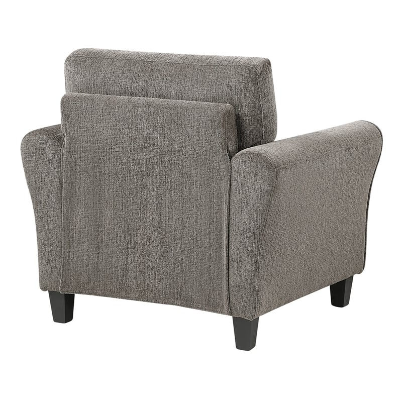 Elon Club Chair with Black Feet- Rolled Arms Design- Brown Chenille