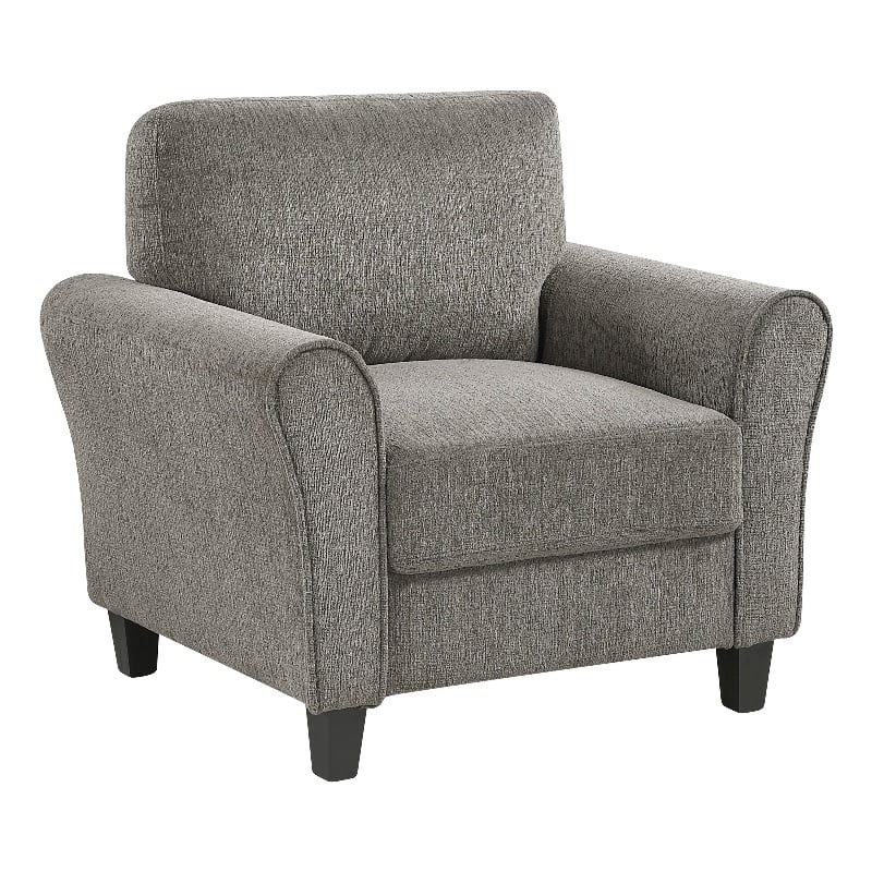 Elon Club Chair with Black Feet- Rolled Arms Design- Brown Chenille