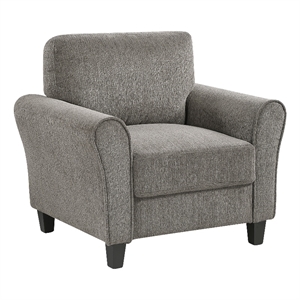 Elon Club Chair with Black Feet- Rolled Arms Design- Brown Chenille