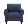 Elon Club Chair with Black Feet- Rolled Arms Design- Blue Chenille