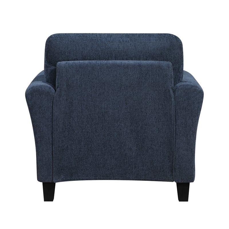 Elon Club Chair with Black Feet- Rolled Arms Design- Blue Chenille