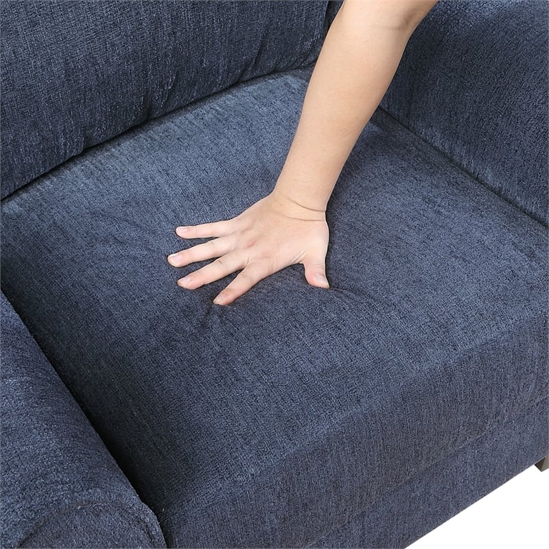 Elon Club Chair with Black Feet- Rolled Arms Design- Blue Chenille