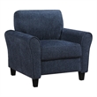 Elon Club Chair with Black Feet- Rolled Arms Design- Blue Chenille