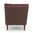 Emery Chaise Lounge with Rolling Pillow- Dark Brown Tufted Faux Leather
